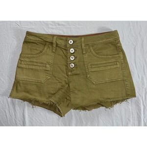 Sanctuary Exposed Button Fly Cutoff Jean Shorts. Olive, Women's Size 26. EUC!!